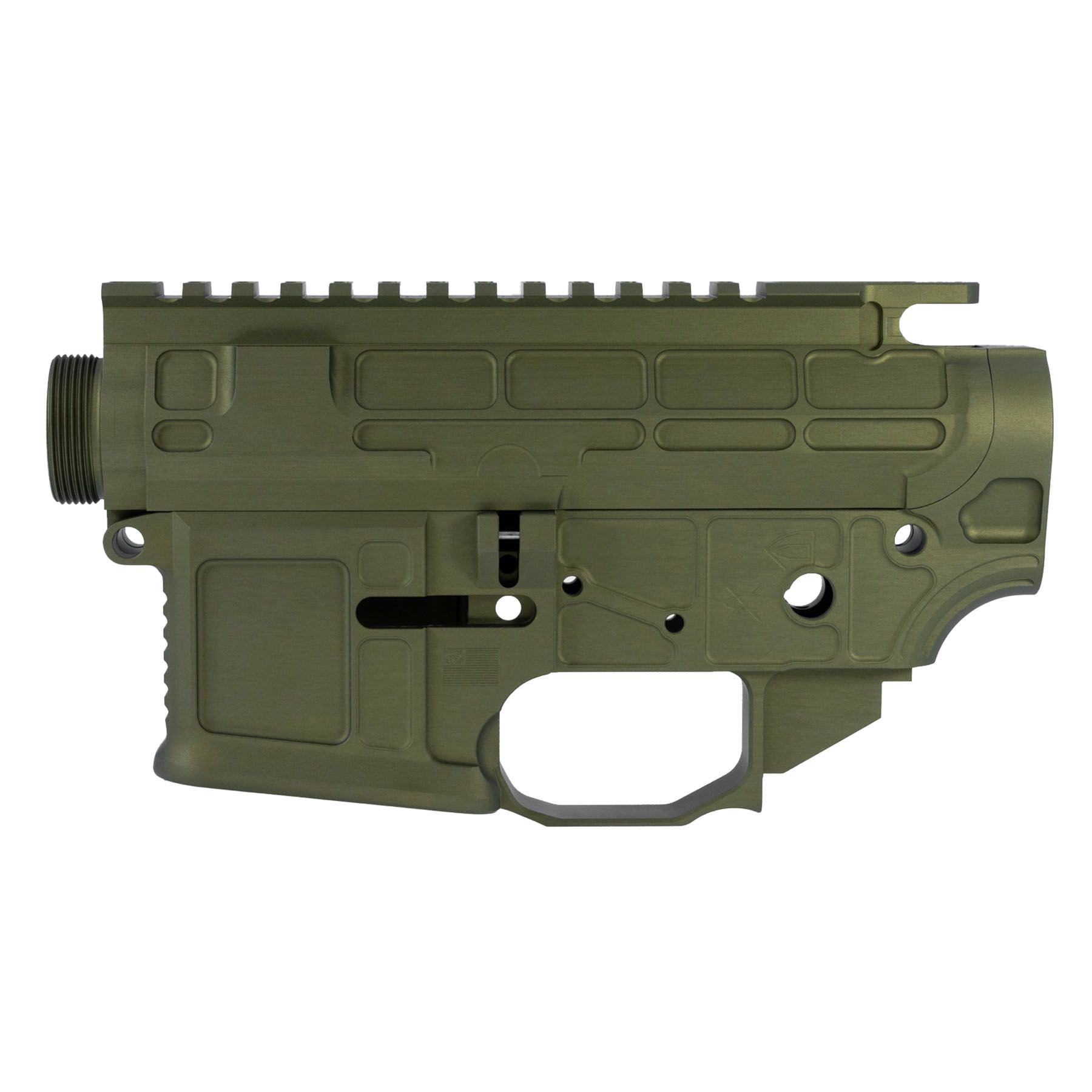 STT15L-COMBO-ANO-OD-BACK STT-15L Lite PILLAR Billet Receiver Combo - Olive Drab Green Anodized Back