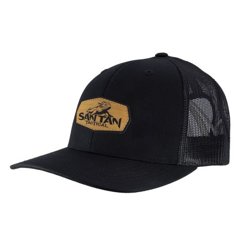 STT Snap Back Leather Logo Patch Hat - Black